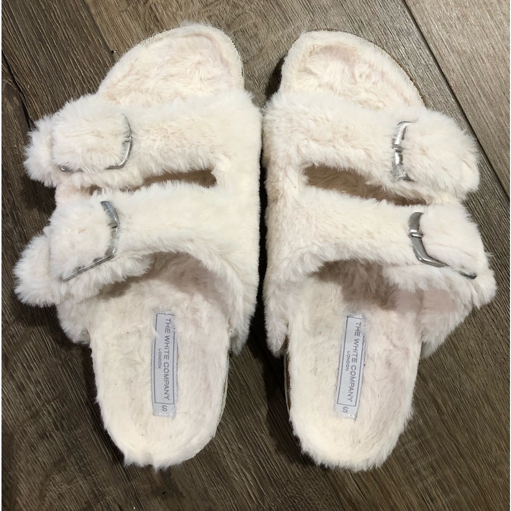 NWOT! - The White Company London - Faux Fur Buckle Cork Sandals - Picture 4 of 7